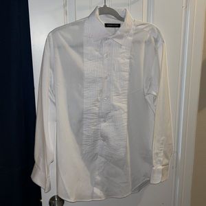 White Ruffle Adrienne Vittadini Tuexdo Button Down